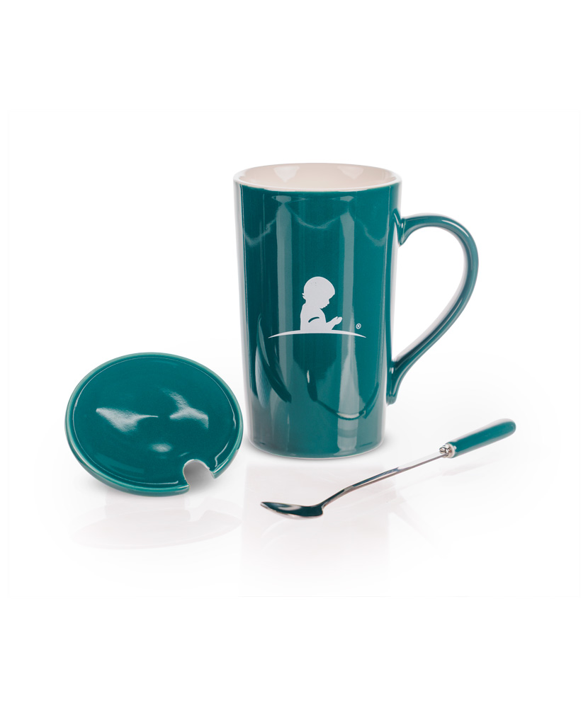 Primary image St. Jude Emerald Ceramic Mug with Lid and Spoon